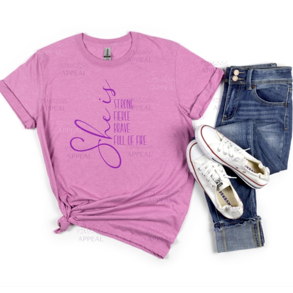 "She Is" Encouragement Custom Tee; Sizes S, M, L, XL